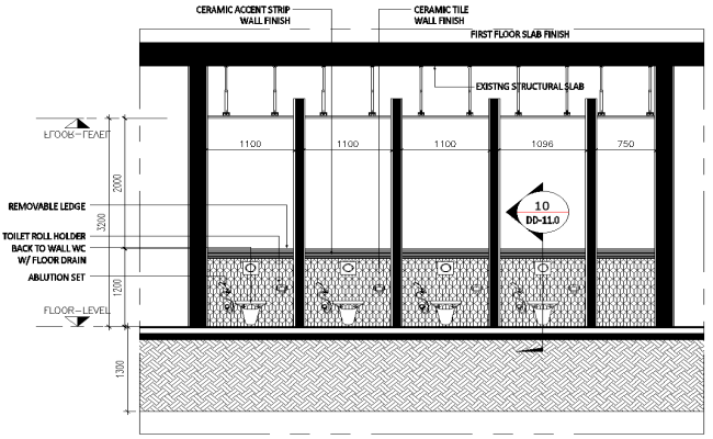 Elevation and section d details with toilet paper holder details dwg autocad drawing .