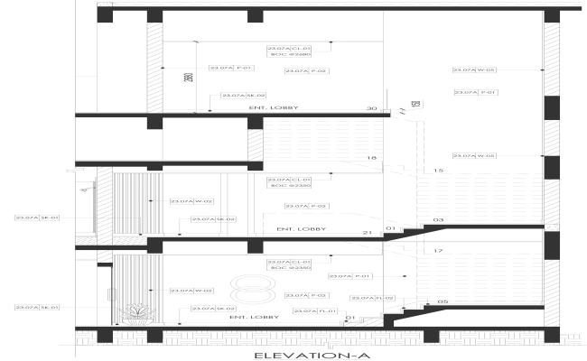 Elevation details A side of building dwg autocad drawing  .