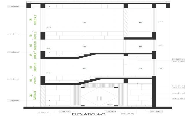 Elevation details C side of building dwg autocad drawing  .