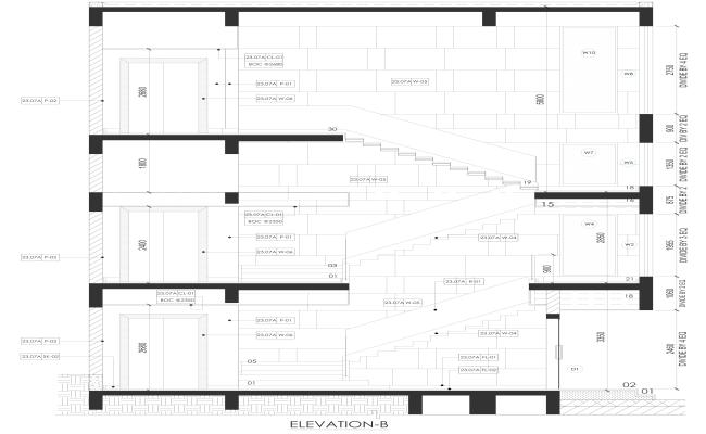 Elevation details b side of building dwg autocad drawing  .