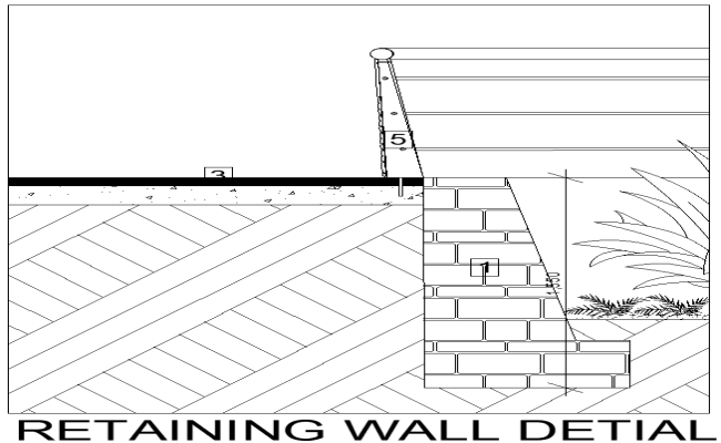 Elevation of Retaining Wall Detail DWG AutoCAD file