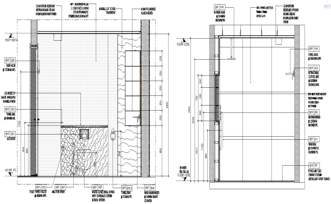 Elevation of bathroom with Sanitaryware detail DWG AutoCAD file