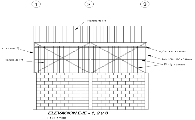 Elevation of light steel loading bearing wall detail DWG AutoCAD file