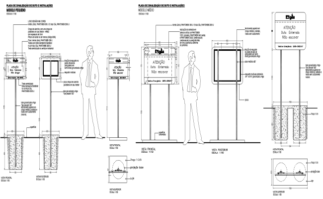 Emergency Signage Plate Section Details AutoCAD DWG Download
