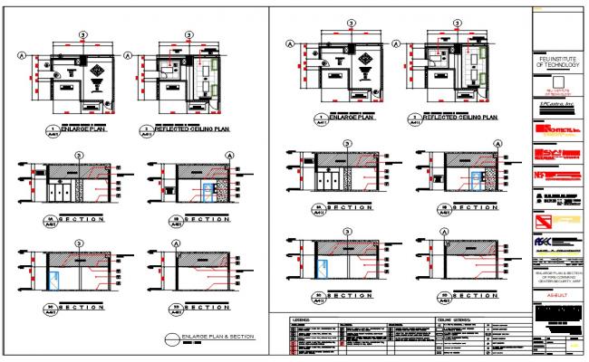 Enlarged Plan And Section CAD Drawing