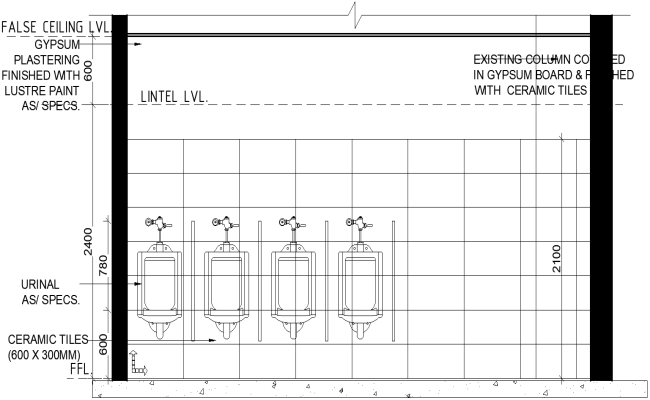 Existing column covered in gypsum board and covered ceiling dwg autocad drawing .