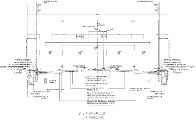 Exiting Right of way Detail Section DWG AutoCAD file