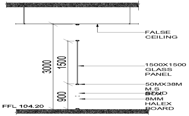 False ceiling design in scale DWG AutoCAD drawing