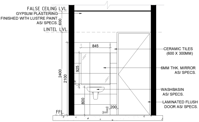 False Ceiling Design with Gypsum and Lustre Paint DWG File
