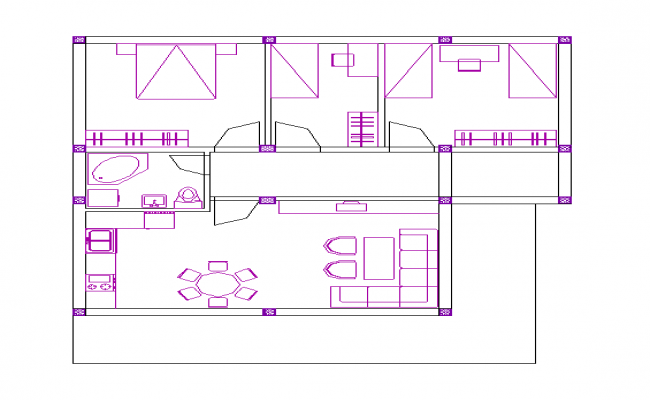 Family House Floor Plan DWG AutoCAD File with Furniture Layout