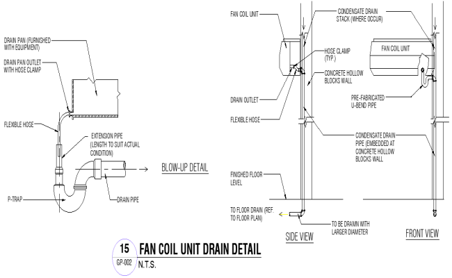Fan Coil Unit Drain Detail | AutoCAD DWG Download