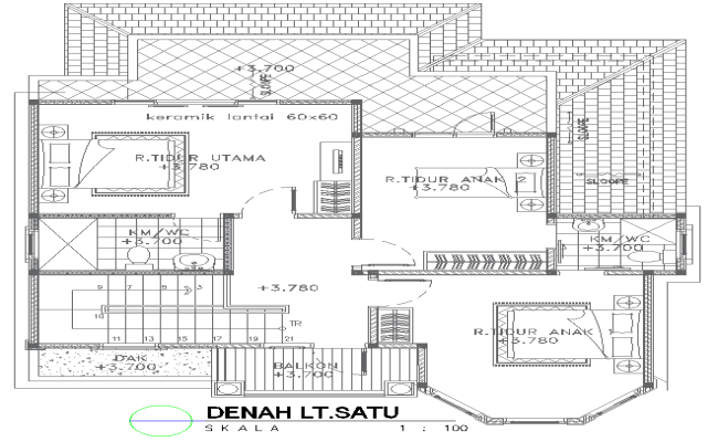First Floor House Planning DWG Drawing in AutoCAD File