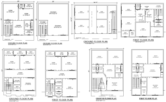 AutoCAD Drawing of Home with Ground Shop and Storage Area