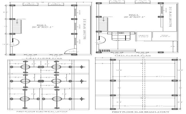 First Floor House Plan DWG File with Electrical and Beam Details