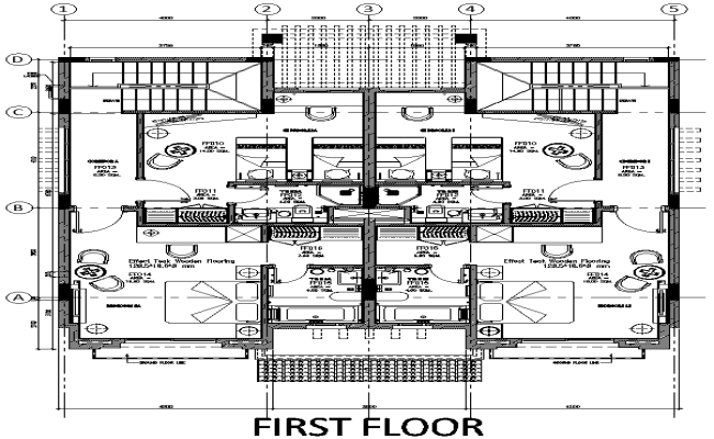 First floor plan for a Duplex Detail DWG AutoCAD file