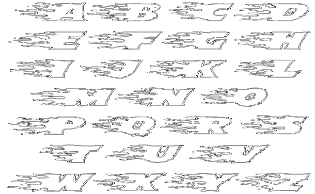 Flames font DXF vectors DWG AutoCAD file