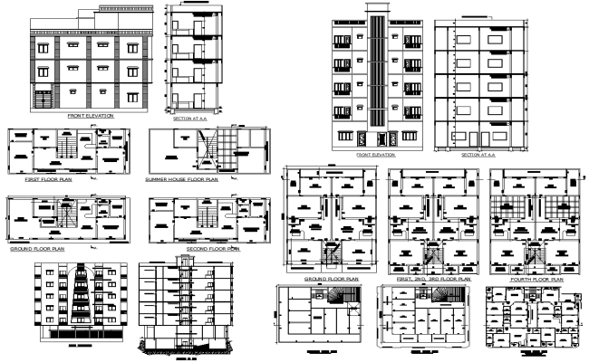 Flat Plan Elevation & Section DWG AutoCAD CAD Drawing File