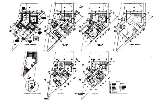 Floor plan of house with architecture view dwg file