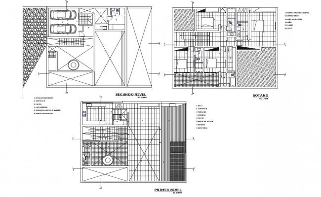 Floor plan of residence area with architecture view dwg file