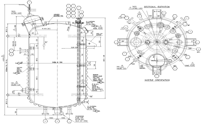 Flush type bottom ball design with details dwg autocad drawing .