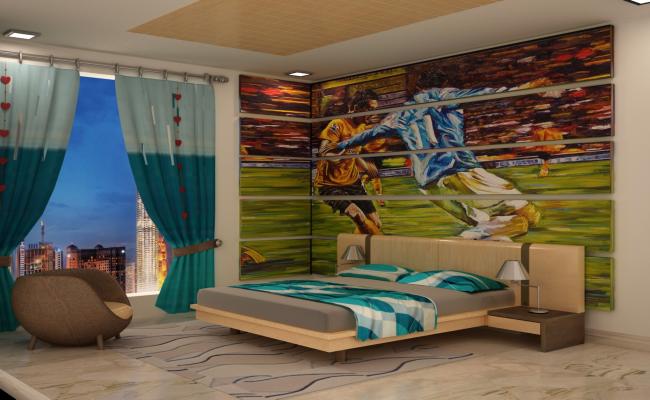 Football theme design teen age bed room