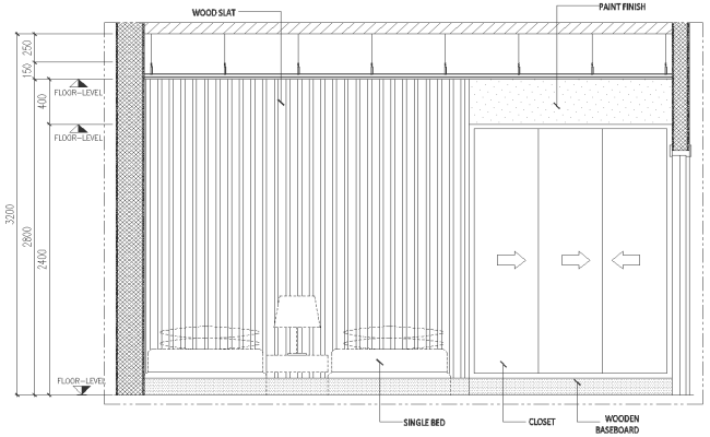 For  Bedroom Wooden Slat and Wooden Baseboard Detail DWG AutoCAD file
