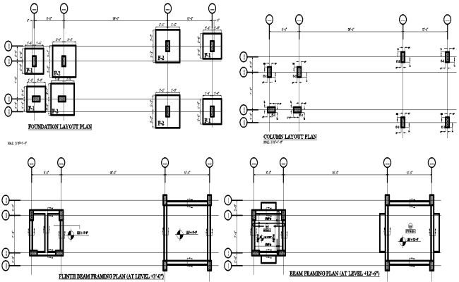 Foundation, Column, And Beam Framing Layout Details AutoCAD DWG