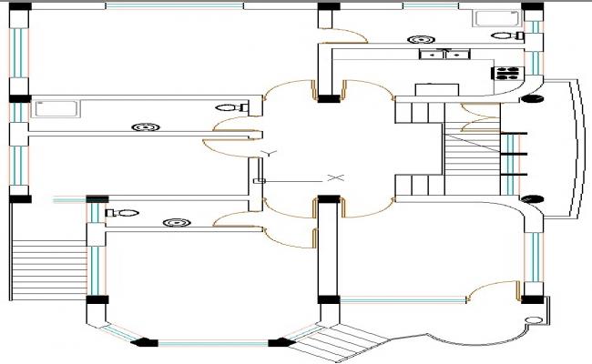 Four bedroom house architecture layout plan autocad dwg free download 