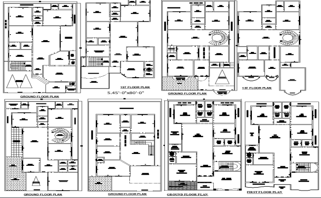 Best 40x70 Residential House Layouts Design For DWG File