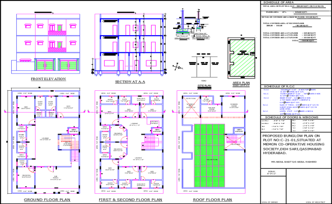 G+2 Floor Home Design with 8 Bedrooms and Terrace View