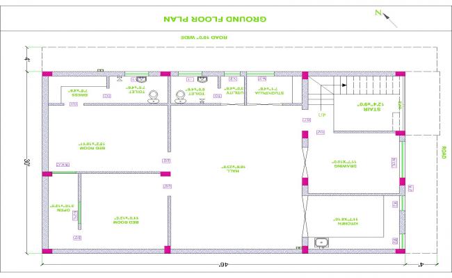 GROUND FLOOR HOUSE PLAN (30'X45')