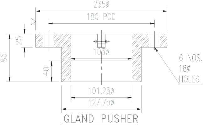 Gland Pusher Plan Details AutoCAD DWG File Download