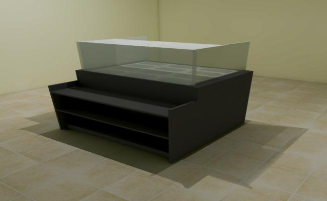 Glass and Steel Display Design CAD File for Layouts