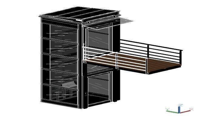 Glass Elevator with Balcony AutoCAD DWG File for lift design