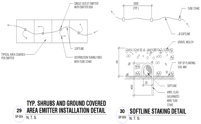 Ground Cover And Shrubs Emitter Detail AutoCAD DWG File