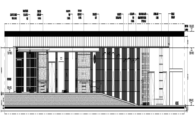 Ground Floor Hall Lift Lobby Elevation with 12mm toughened fixed glass panel detail DWG AutoCAD file