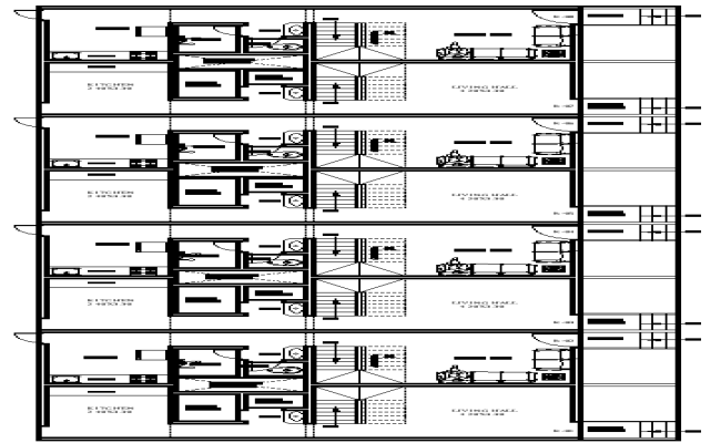 Ground Floor House Plan with Kitchen and Living Hall Layout Design AutoCAD DWG