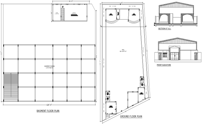 AutoCAD Layout for Hall with Ground Floor and Parking