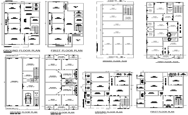 AutoCAD Ground Floor Plan with House Shop and Office