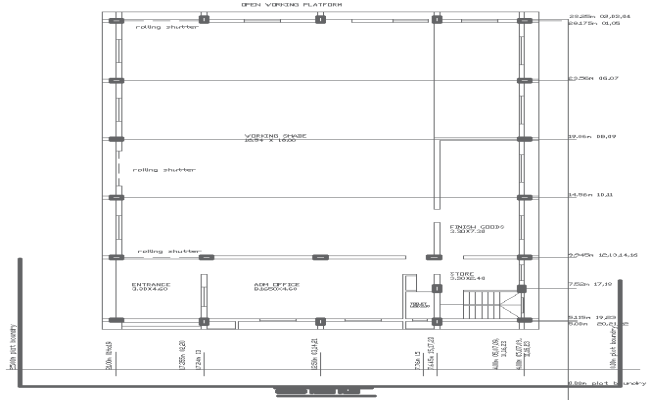Ground Floor Office and Store Layout Details AutoCAD DWG File