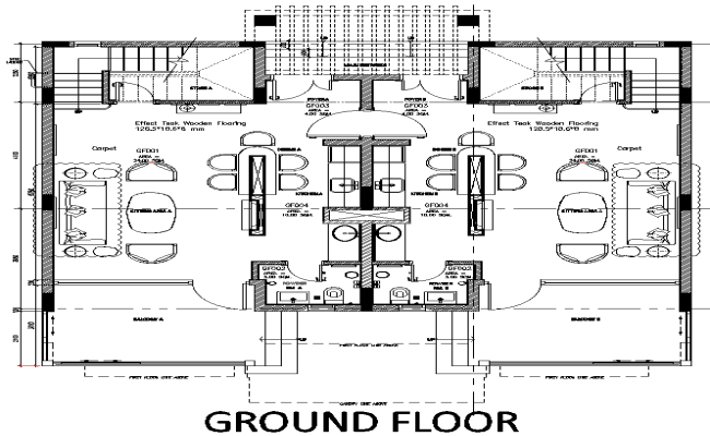 Ground Floor plan for a Duplex Detail DWG AutoCAD file