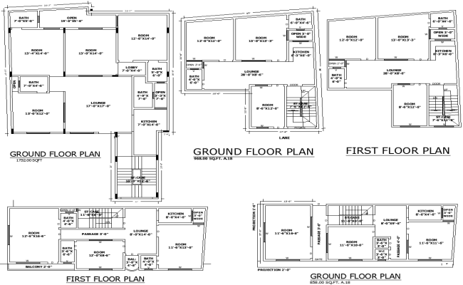 Ground and First Floor Layout Design AutoCAD DWG Download