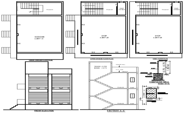 Ground and First Floor Shop Layout Design AutoCAD DWG File