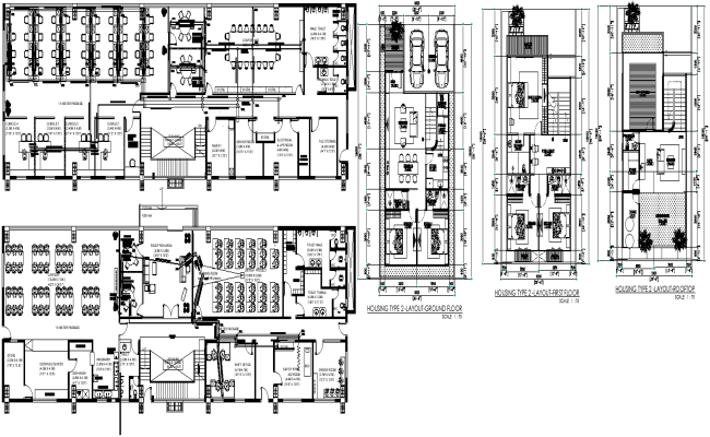 Ground and second floor house layout plan in DWG file