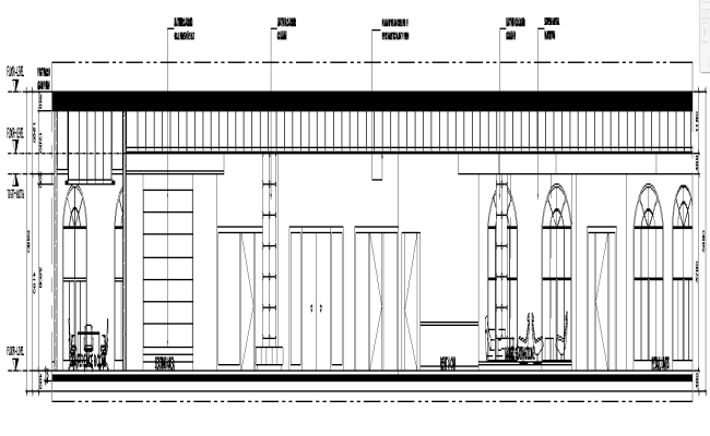 Ground floor lobby elevation in DWG AutoCAD layout