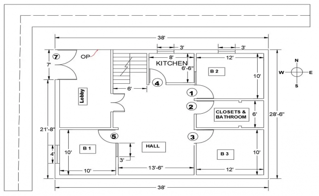 House Plan 38'X21' Download Free PDF File