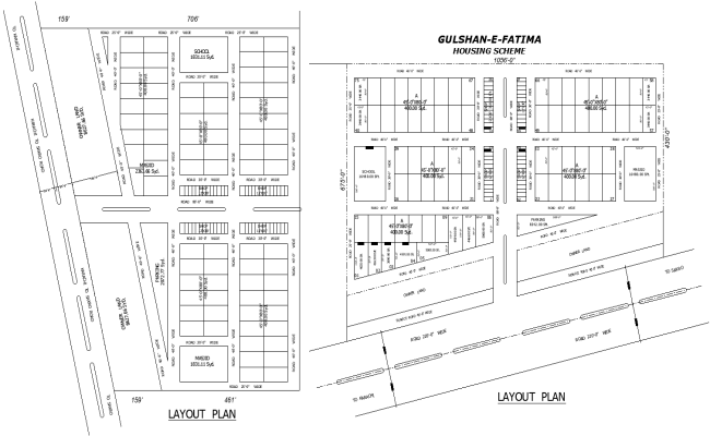 Housing Scheme Urban Design Layout with Detailed DWG Plan