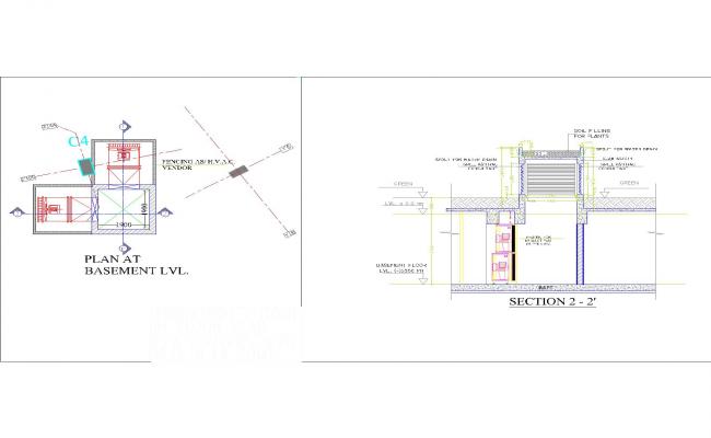 HVAC SHAFT DETAIL IN EXTENDED BASEMENT AREA