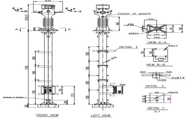 High Voltage Insulator Support Structure in AutoCAD File