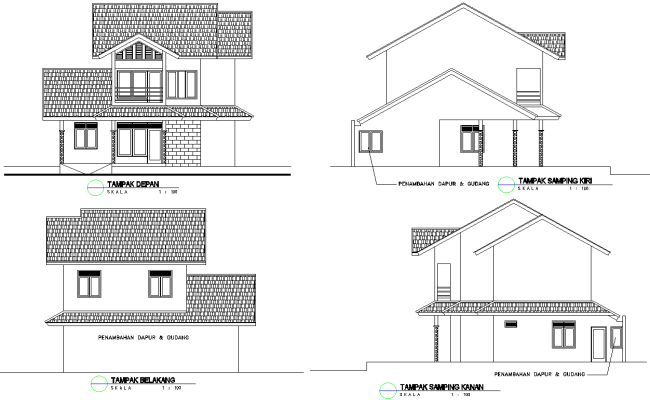 AutoCAD Home Section and Elevation Drawing in DWG File